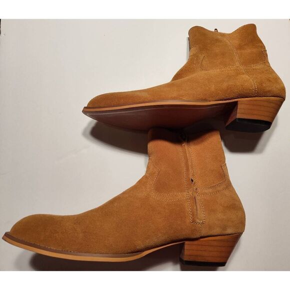 CIVIL REGIME CAMEL SUEDE WESTERN BOOT SIZE 7 / 40 - Picture 3 of 9